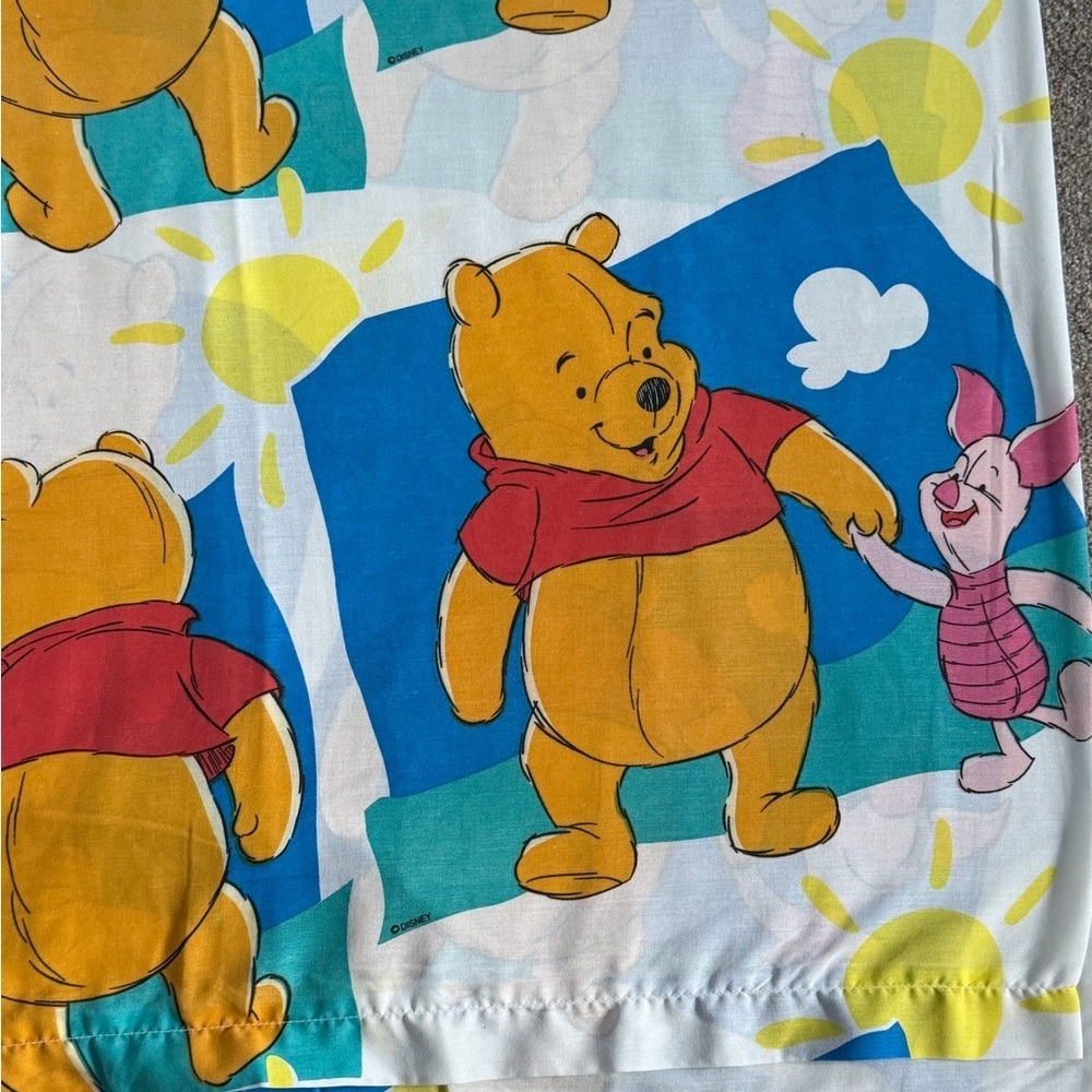Vintage 90s Disney Winnie the Pooh Twin Flat Sheet Piglet - Picture 2 of 4